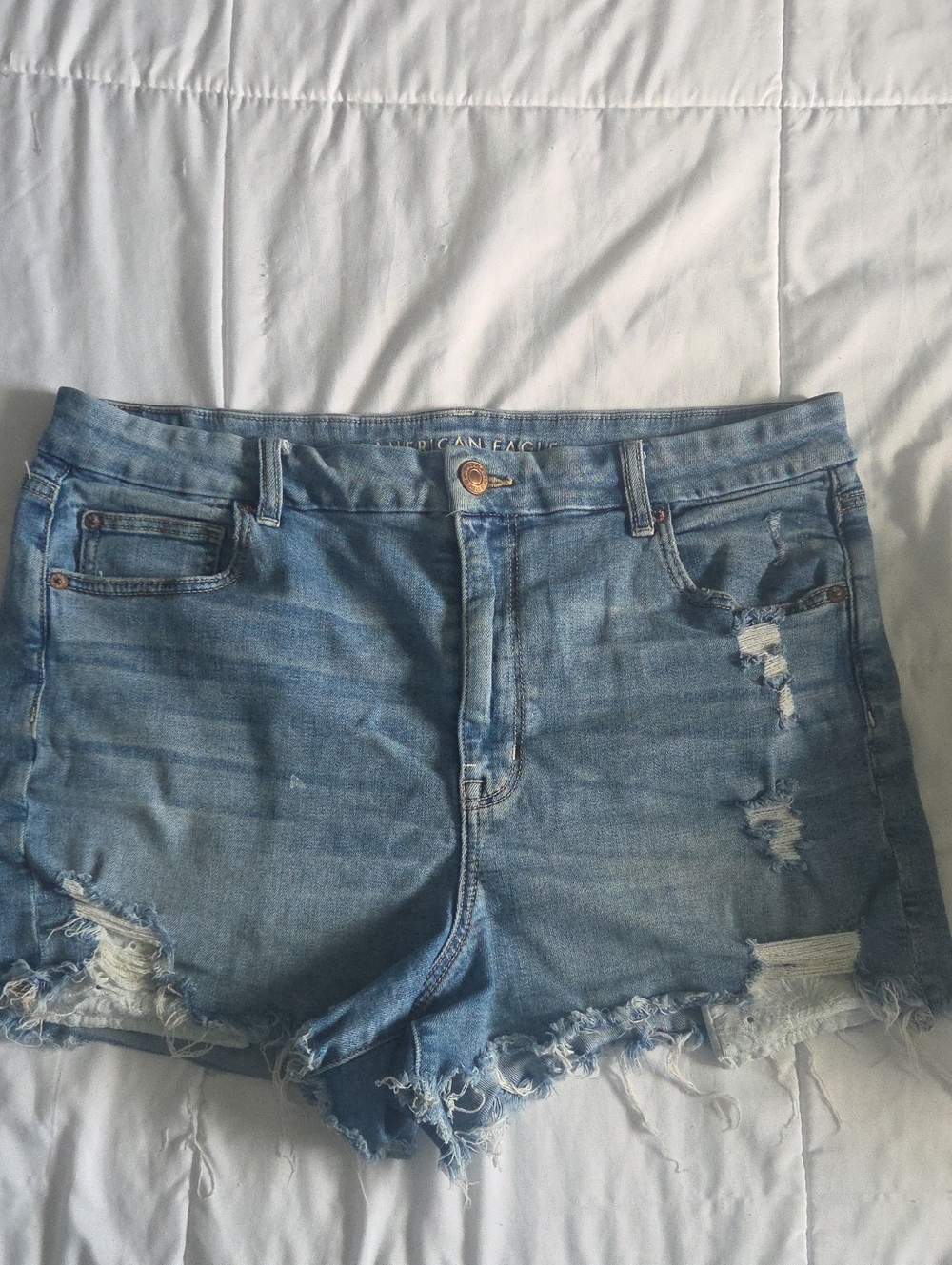 American Eagle Outfitters Light Wash Distressed Denim Shorts